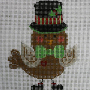 Brown Bird with Top Hat with stitch guide