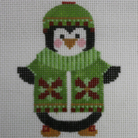Penguin with Green Jacket with stitch guide