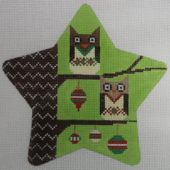 Two Owls in Tree Star
