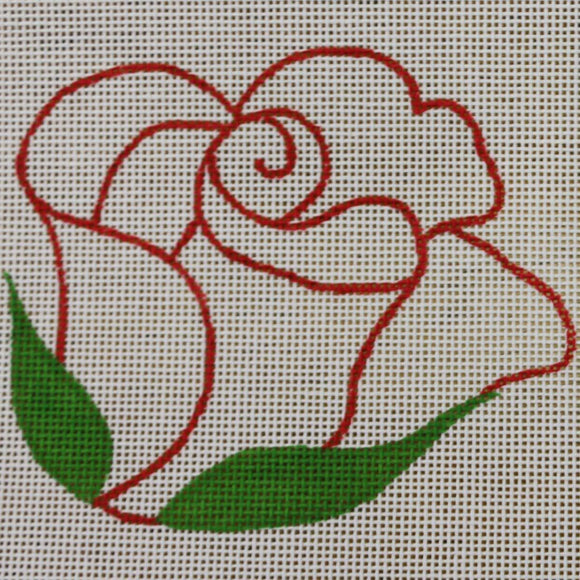 White Rose w/ Red Outline