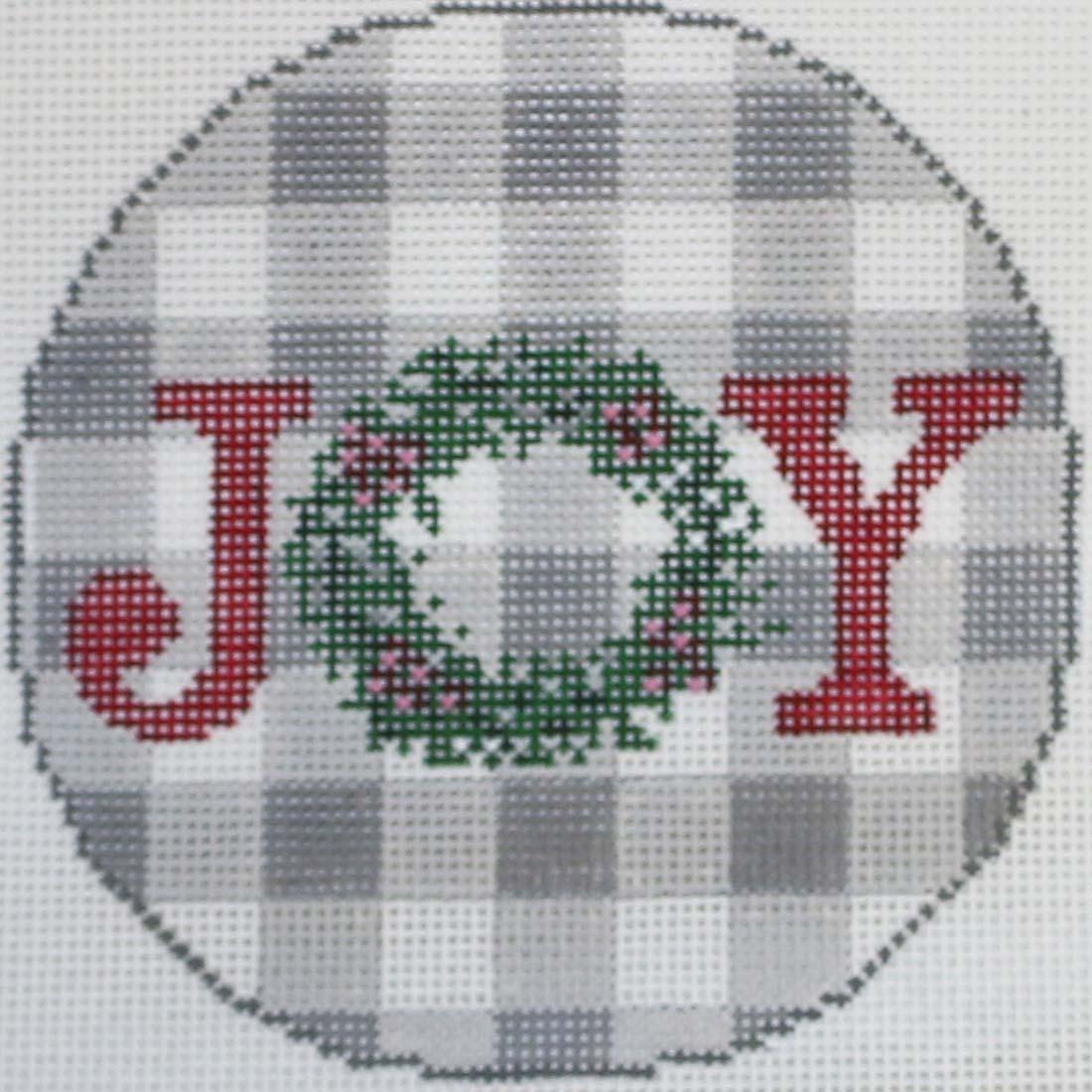 Joy on Gingham Grey