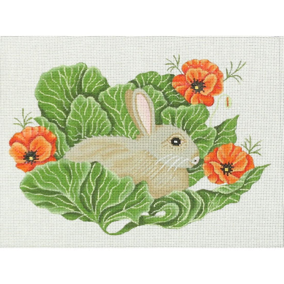 Bunny in Cabbage w/ Poppies