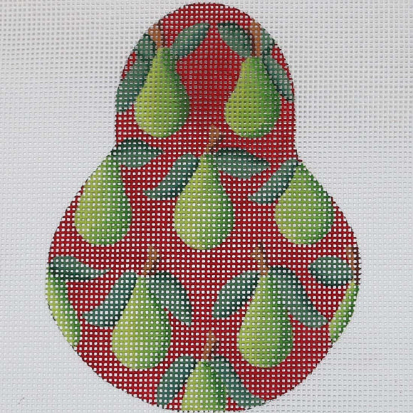 Green Anjous on Red Pear