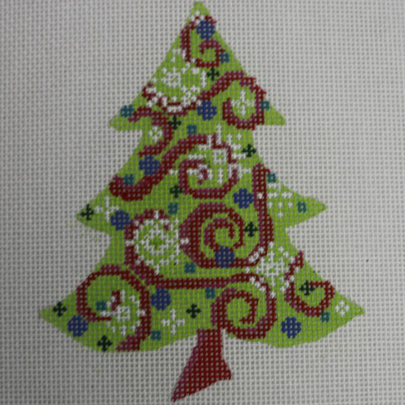 Chartreuse Snowflakes Tree with stitch guide