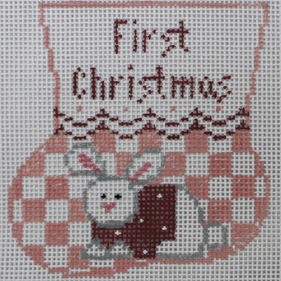 First Christmas Pink Bunny with Baby Insert