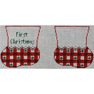 First Christmas Booties Red/Green Checkered