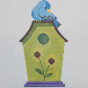 Green Birdhouse w/ Blue Bird