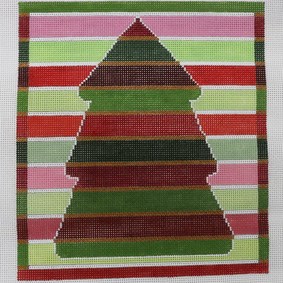 Striped Holiday Tree w/Buttons
