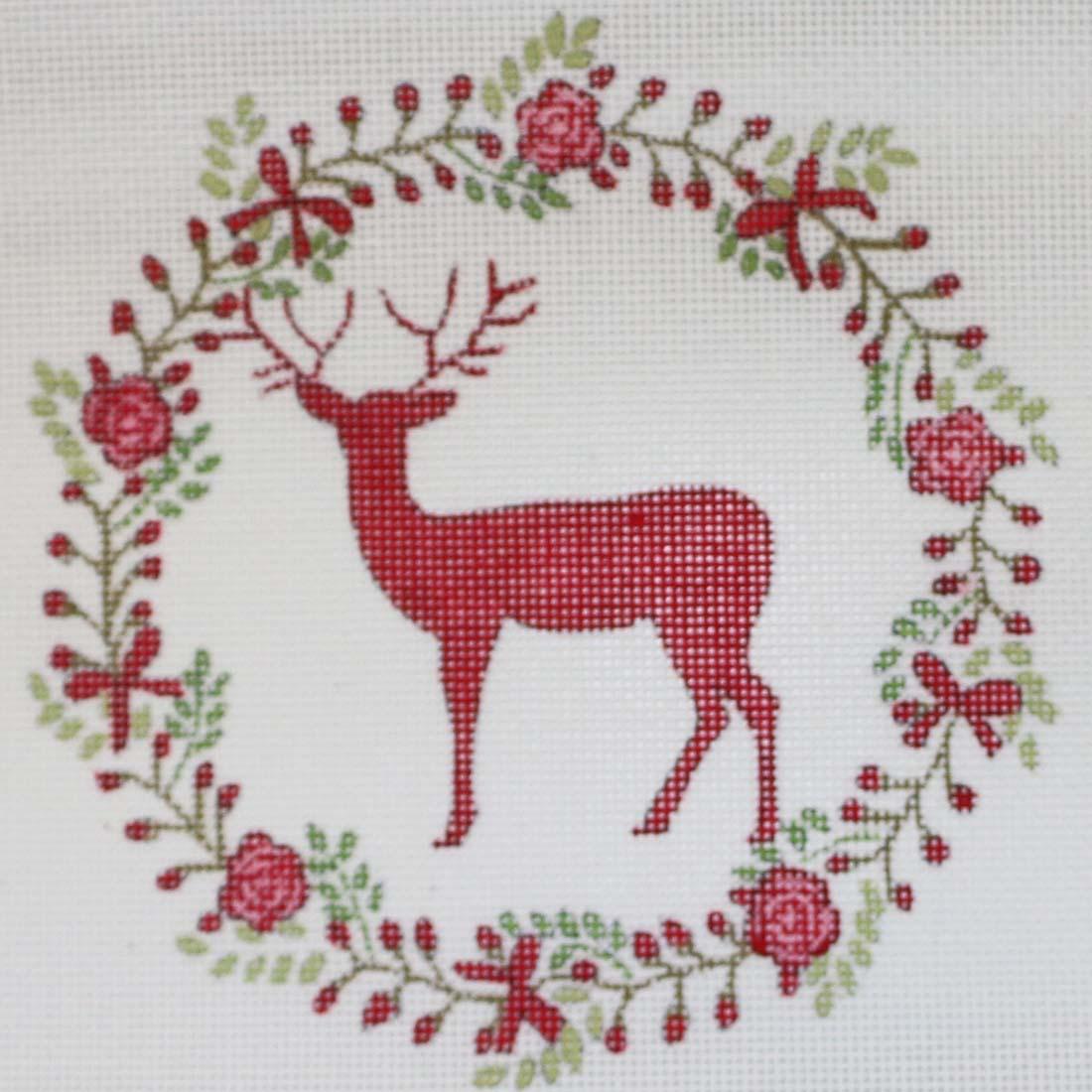 Standing Deer in Wreath