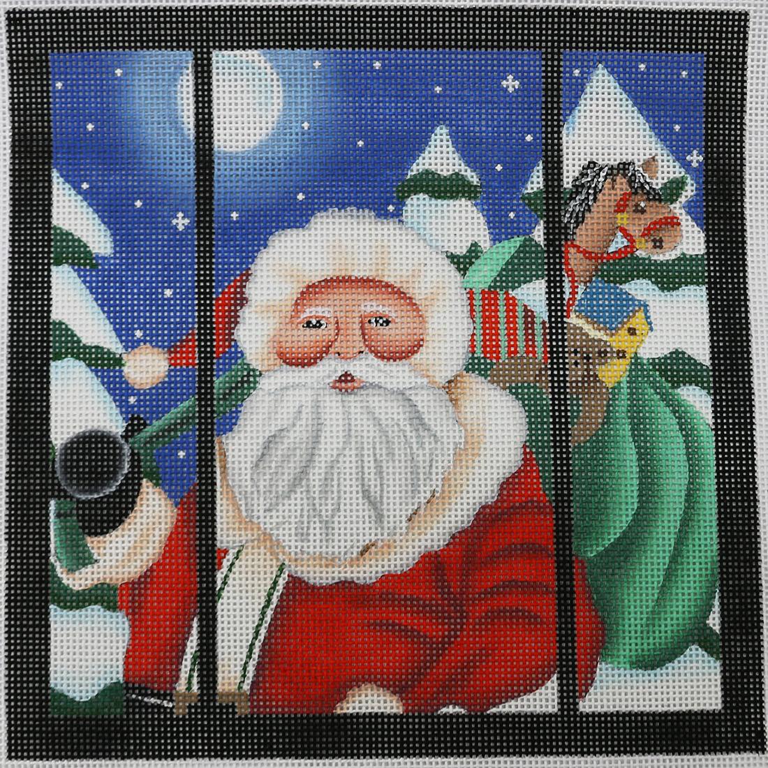 Santa in Window w/ Bag of Toys