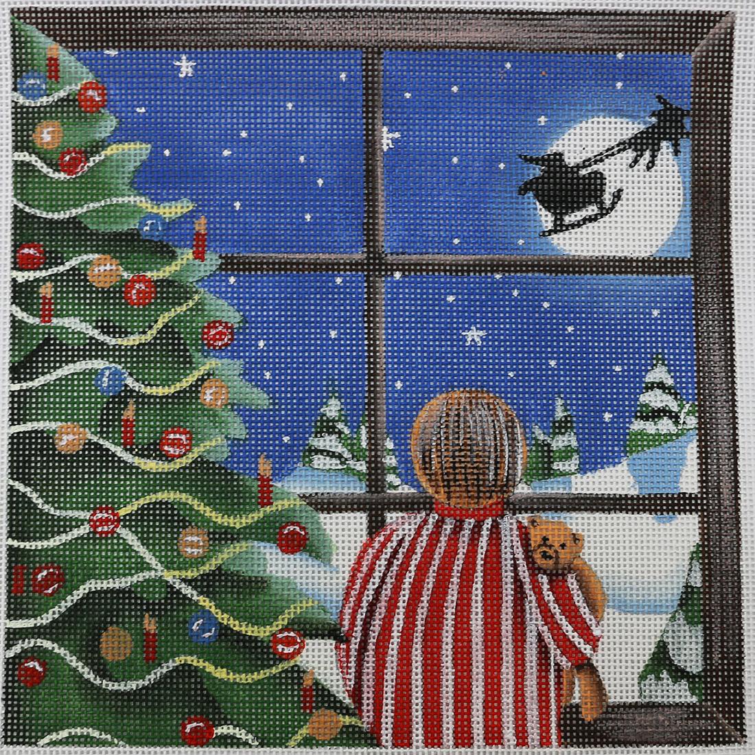 Boy Watching Santa w/ Tree