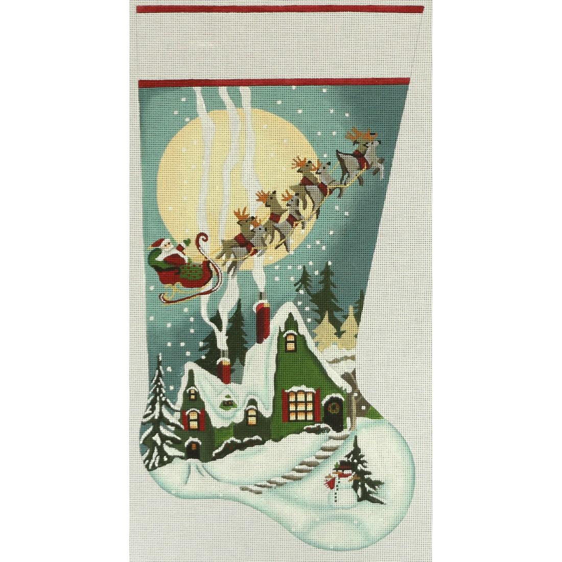 Santa/Sleigh Over House