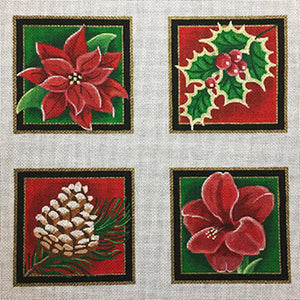 4 Christmas Floral Coasters