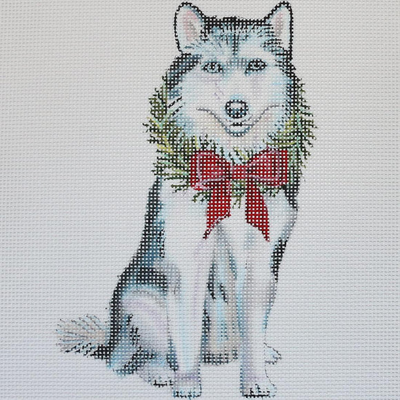 Husky with Wreath