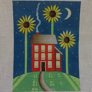 Red House w/ Sunflowers
