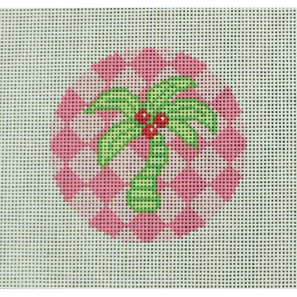 Green Palm on Pink