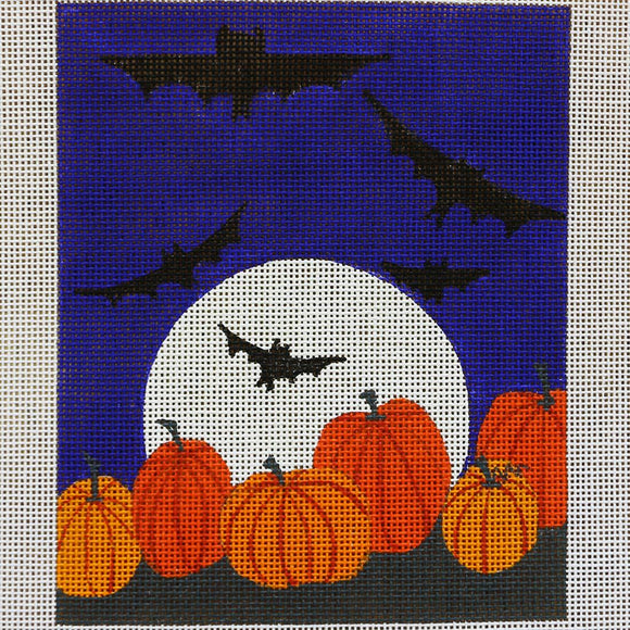 Bat over Pumpkins w/ Moon