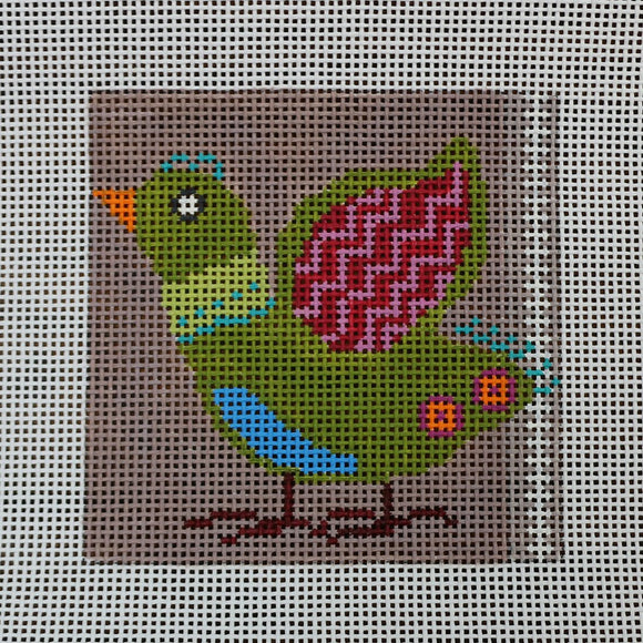 Avocado Bird w/ Pink Wing