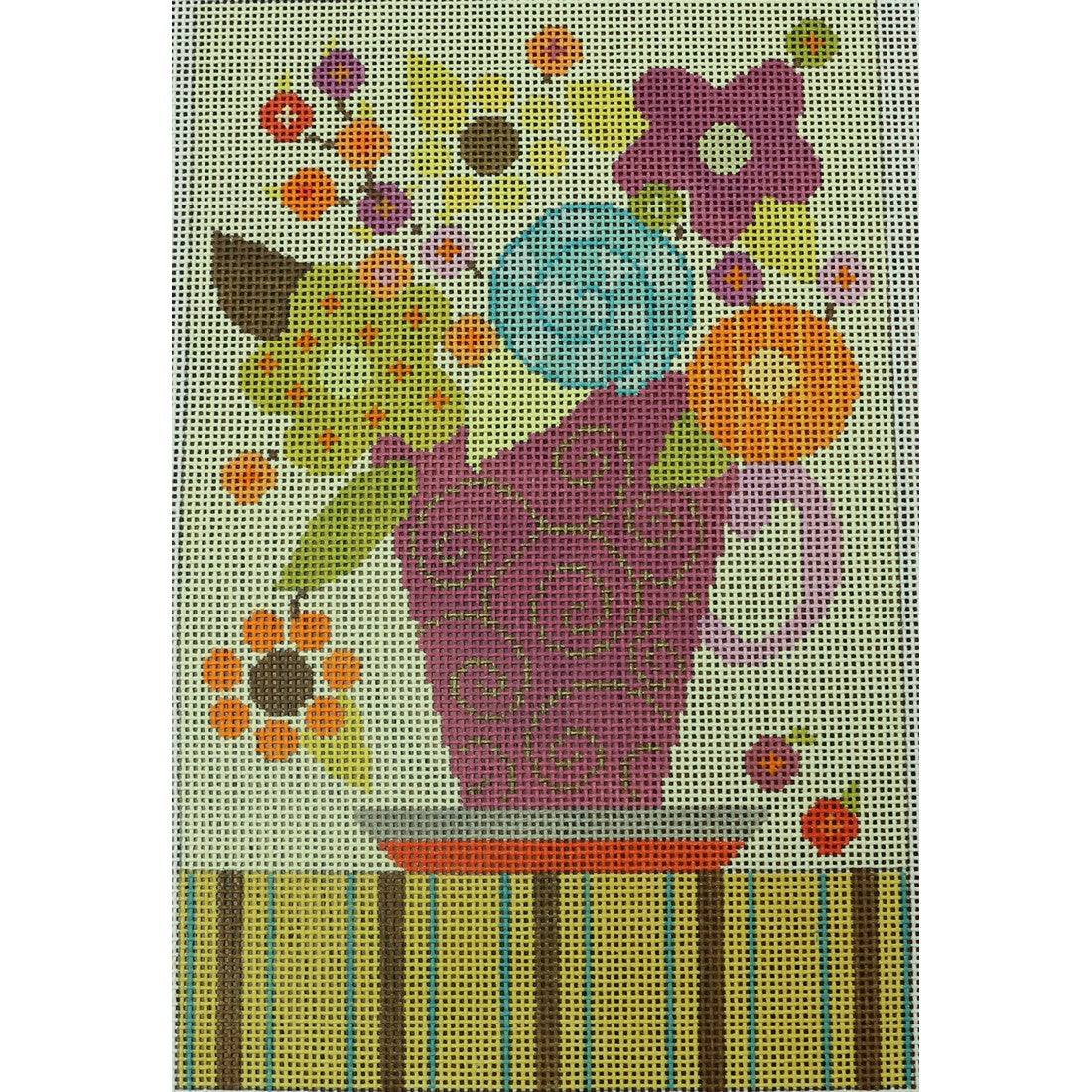 Flowers in Purple Tea Cup