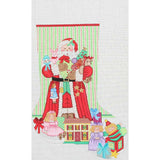 Santa w/ Girl Toys on Stripes