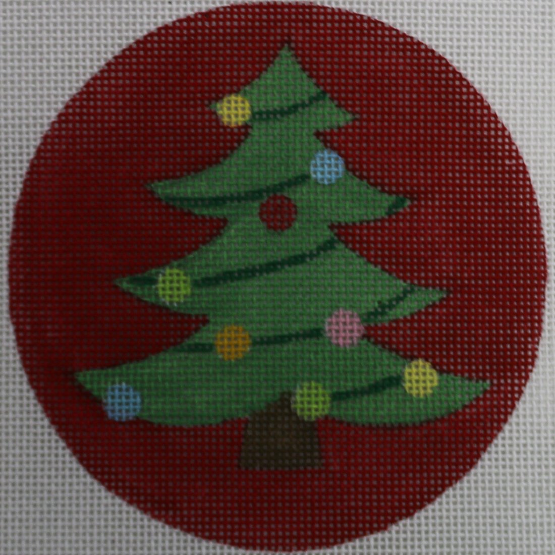 Christmas Tree on Red Round