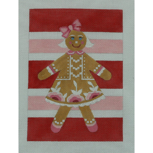 Gingerbread Girl, Pink & Red Stripes
