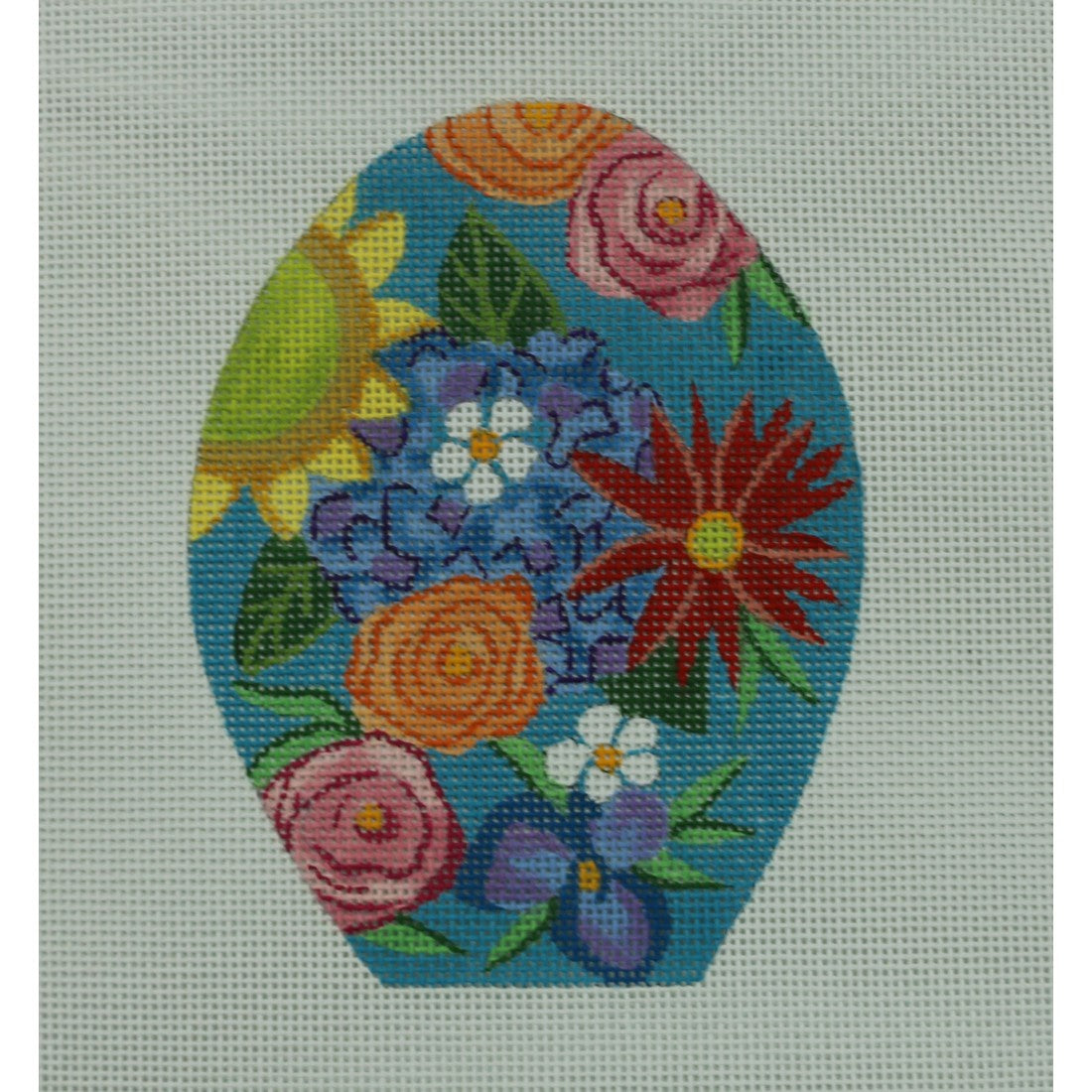Blue Floral Egg