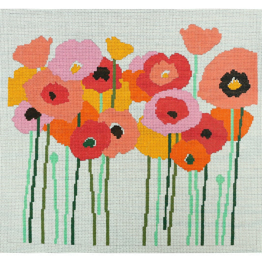 Poppies, Pink & Orange, 13 mesh