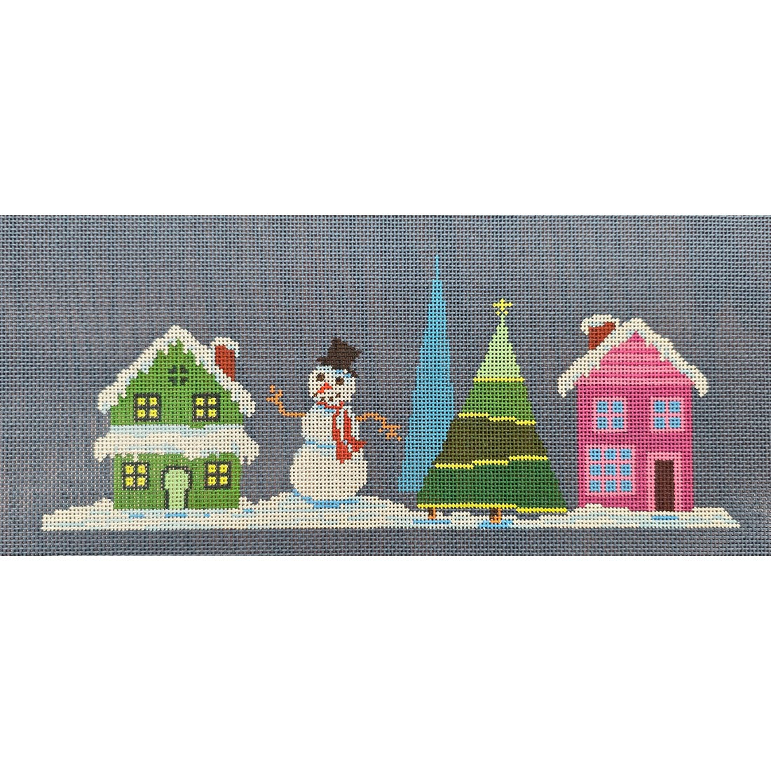 Pink House with Snowman