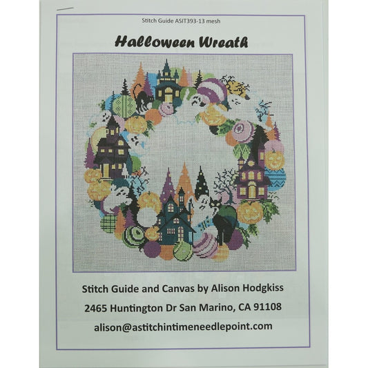 Halloween Wreath Stitch Guide, 13 mesh
