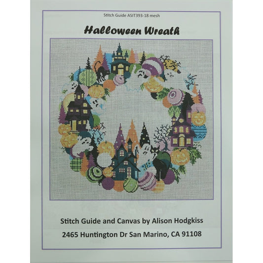 Halloween Wreath Stitch Guide, 18 mesh