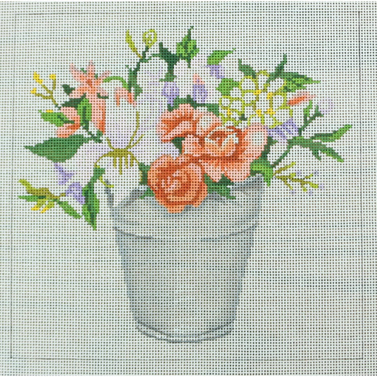 Peach Flowers in Pail