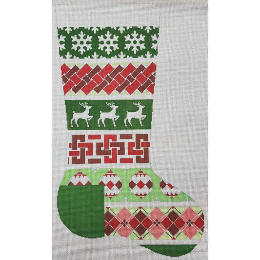 Red Green Snowflake Stocking