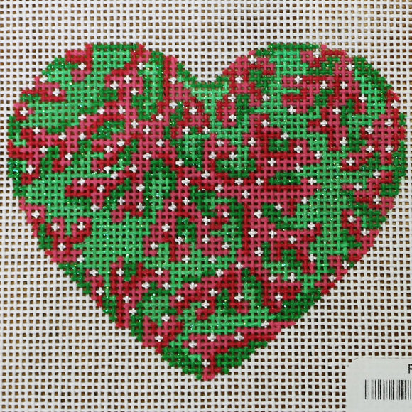 Green Heart with Coral Motif