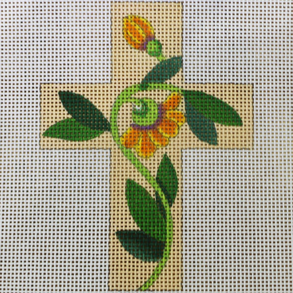 Peach Cross with Flowers