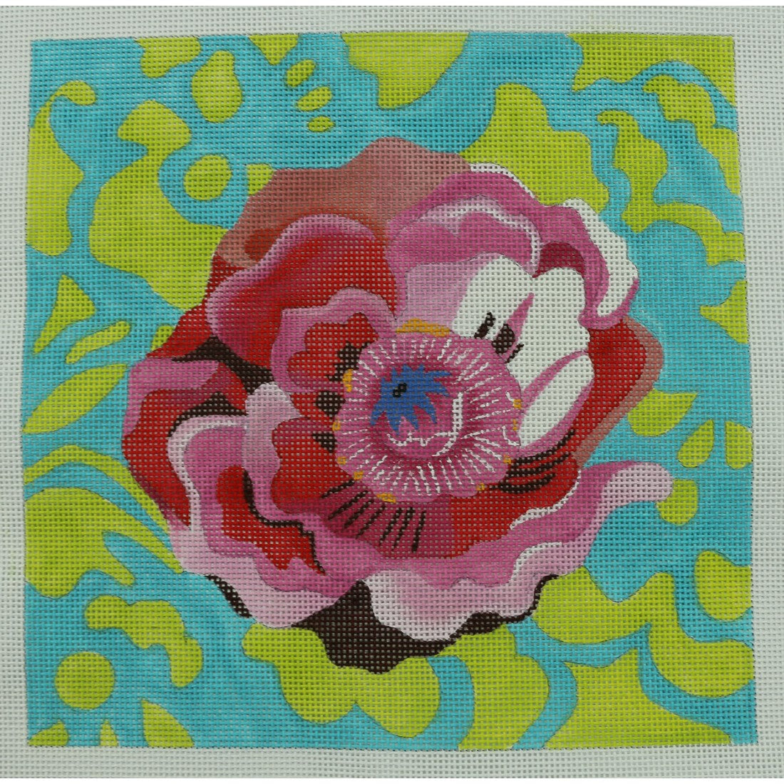 Pink Peony with Green Swirls