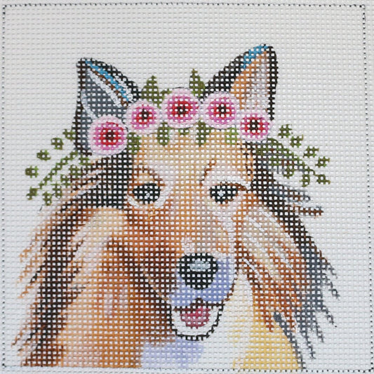 Shetland Sheepdog w/ Flowers