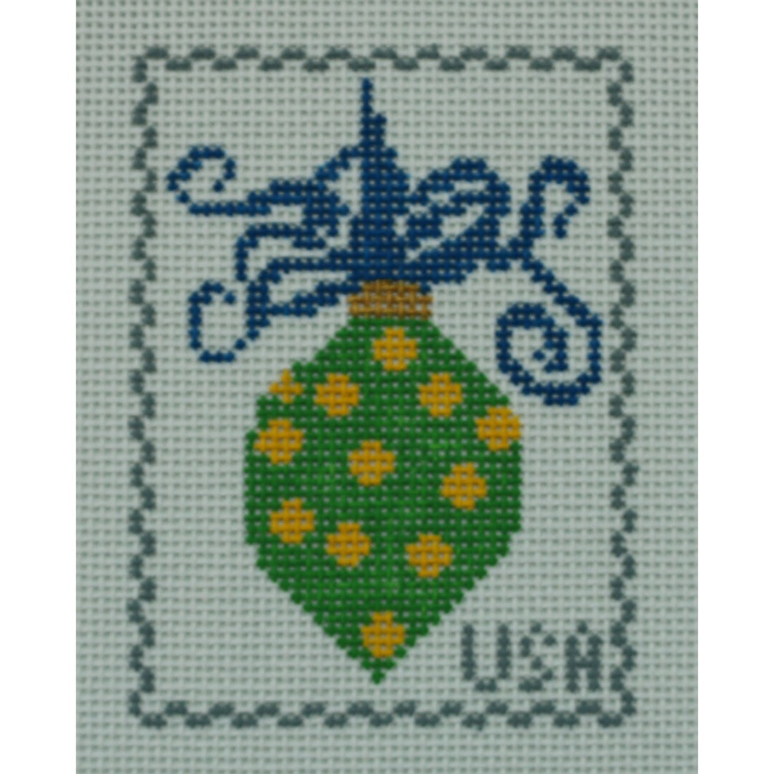 Holiday Stamp, Green & Yellow