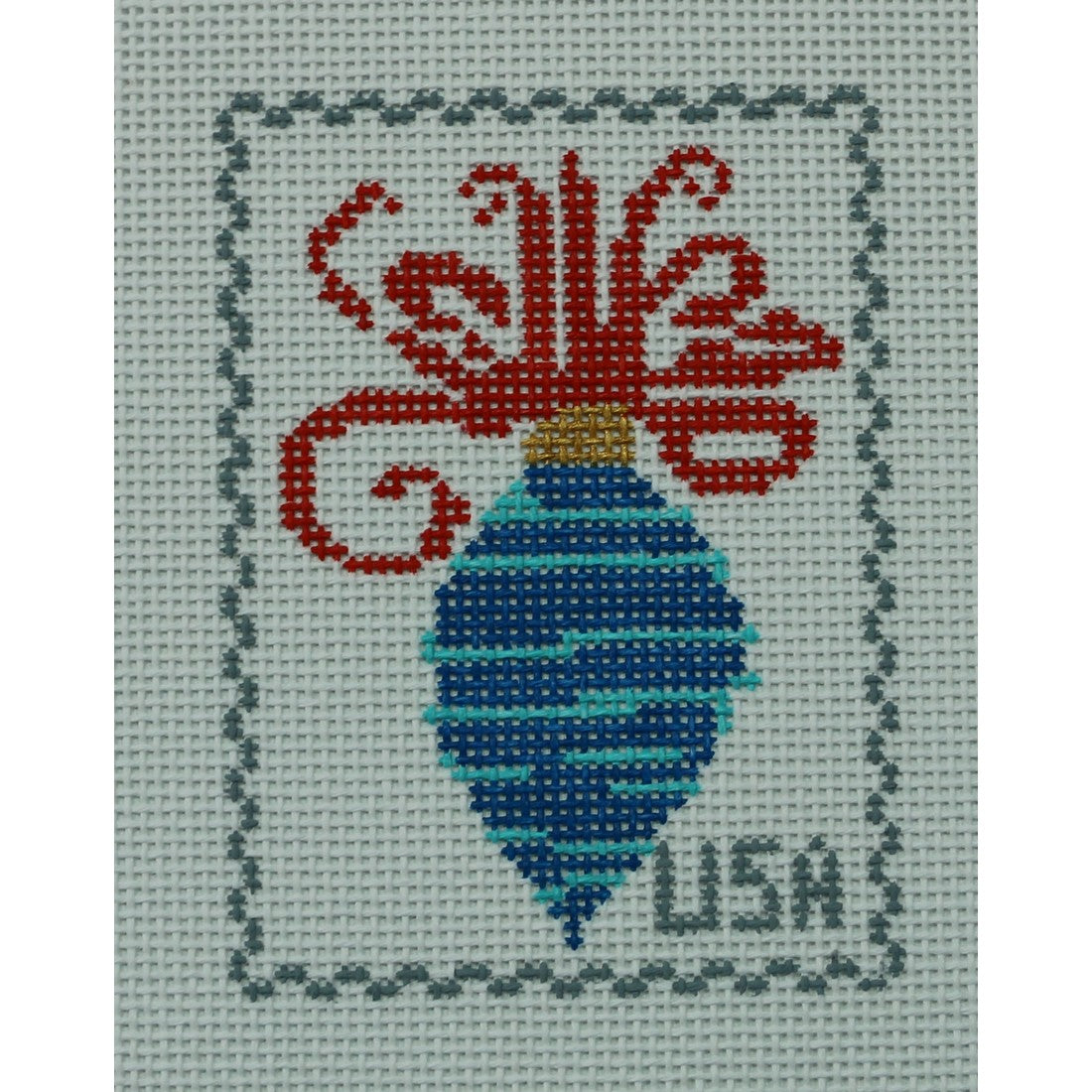 Holiday Stamp, Blue & Aqua