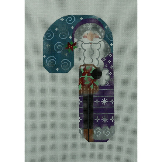 Purple Santa Holding Poinsettia