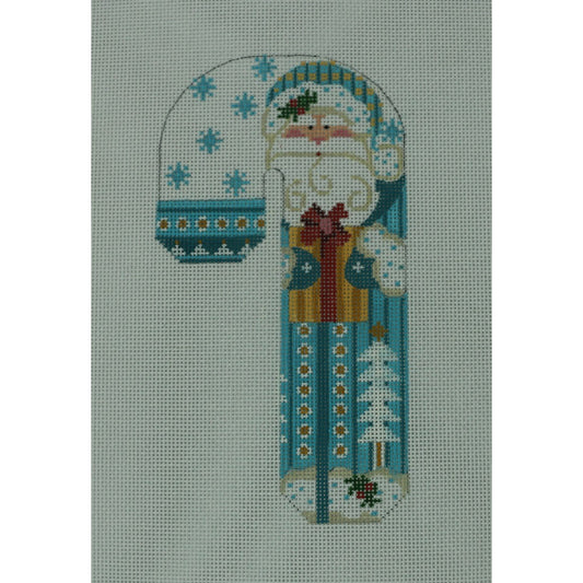 Blue Santa Holding Present