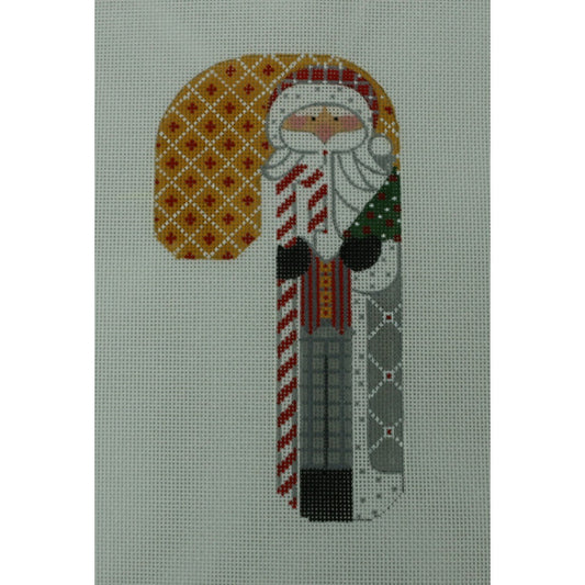 Grey Santa Holding Tree/Candy Cane