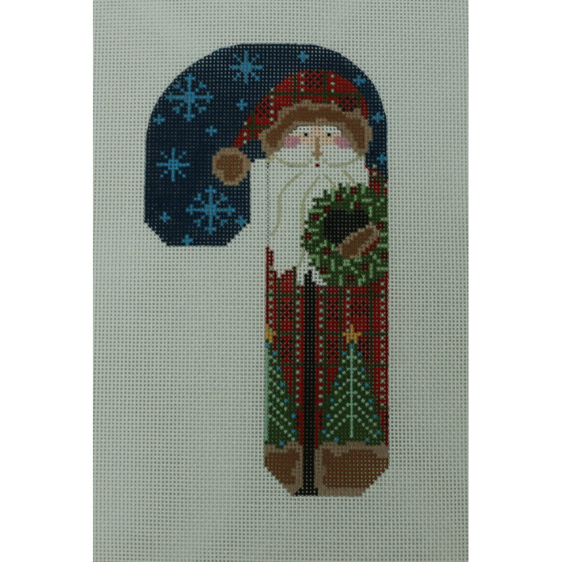 Red Santa Holding Wreath