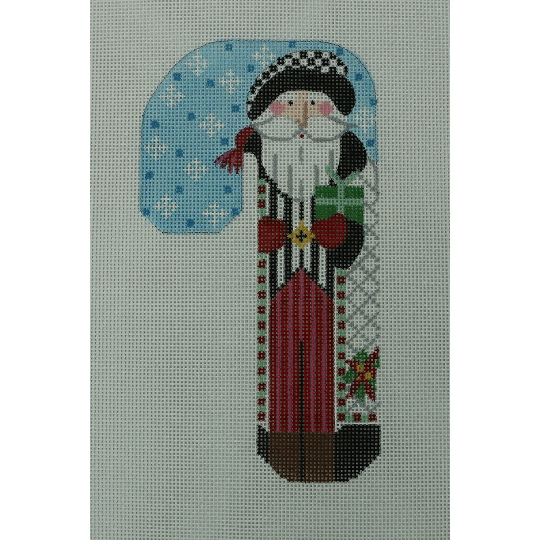 White Santa with Poinsettia