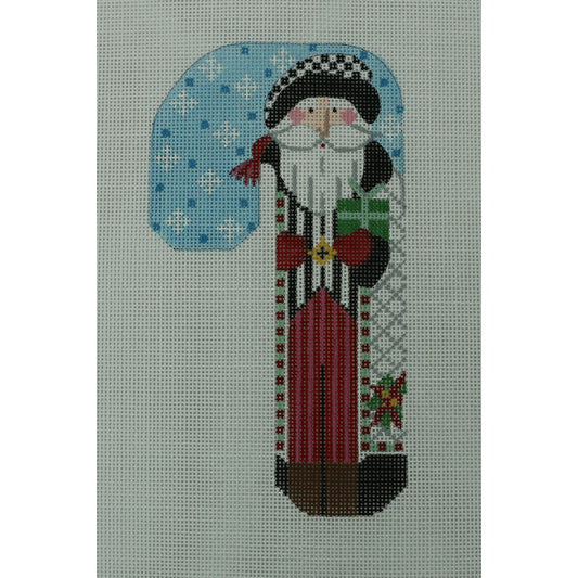 White Santa with Poinsettia