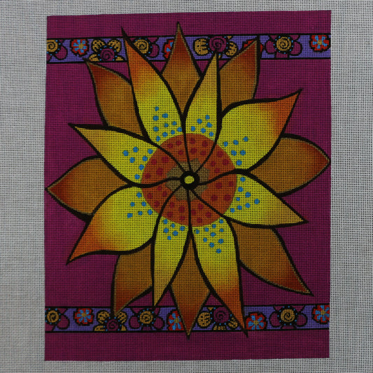 Yellow Flower/Purple Borders