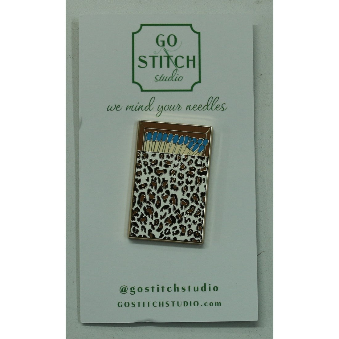 Blue Leopard Matchbox Needle Minder