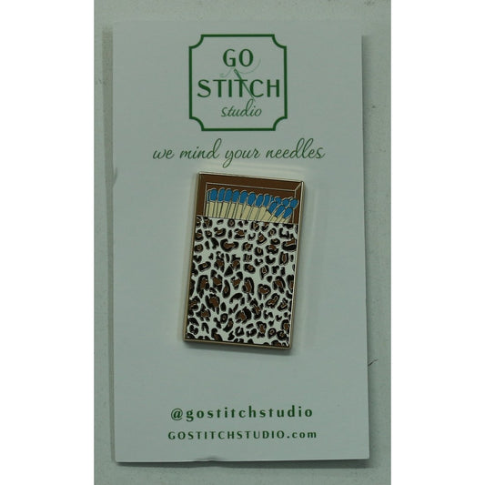 Blue Leopard Matchbox Needle Minder