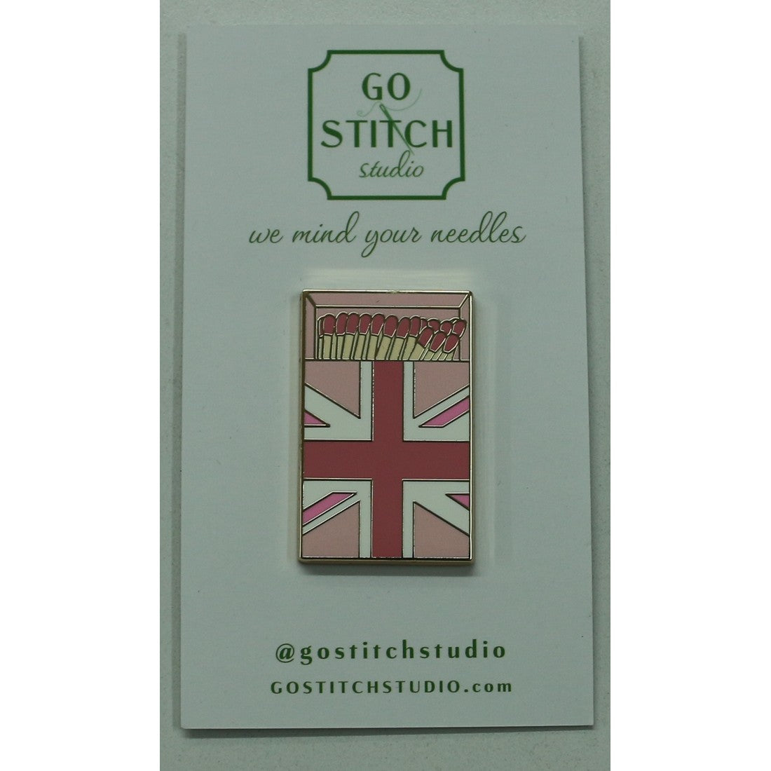 Pink British Flag Matchbox Needle Minder