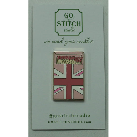 Pink British Flag Matchbox Needle Minder